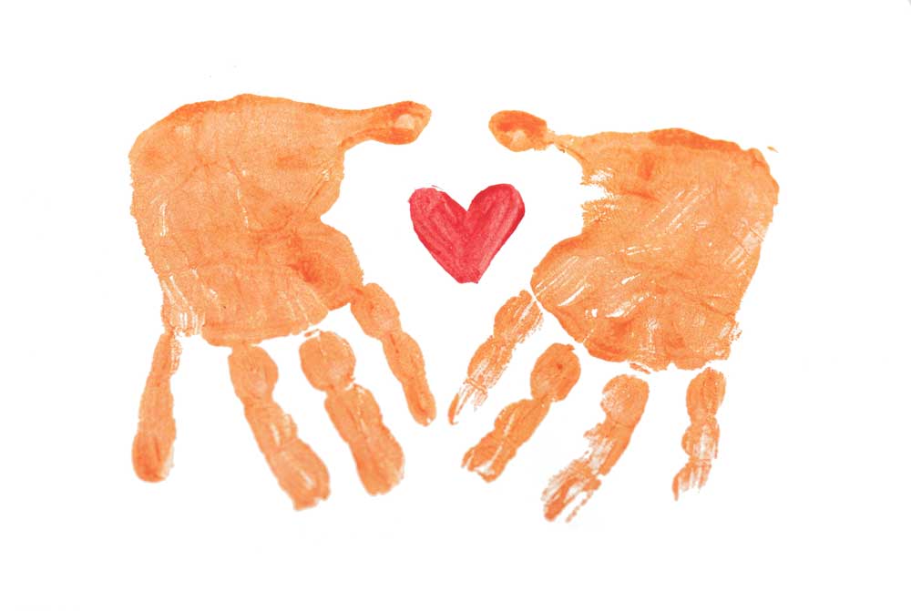 Hand prints and heart